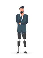 un uomo con le gambe protesiche. un uomo senza gambe. isolato, vettore. vettore