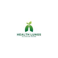 logo dei polmoni sani con foglie che riflettono la salute naturale vettore