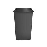 tazza di plastica nera per caffè in 3d. vettore di tazza di caffè di carta. isolato.