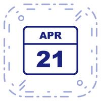 21 aprile Data su un calendario per un solo giorno vettore