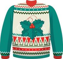 maglione natalizio con motivo bacche di natale vettore