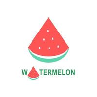modello di logo di bacche di anguria, stagione estiva, illustrazione vettoriale di società di frutta. logotipo colorato a fetta di anguria, il design del logo può essere utilizzato per aziende commerciali, siti Web, brochure e poster.