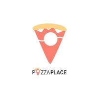 logo della pizzeria per la confezione del caffè e il menu del ristorante. logo fast food con illustrazione vettoriale in stile moderno. logo della posizione della pizza per pizzeria italiana con ristorante pizzeria minimalista in stile piatto.