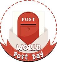 logo della giornata mondiale della posta con cassetta delle lettere e busta vettore