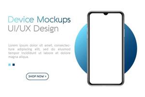 mockup di smartphone con schermo vuoto. smartphone senza cornice. illustrazione vettoriale ui ux design per il tuo business