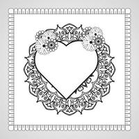 cuore disegnato a mano con mandala. decorazione in ornamento etnico orientale doodle. vettore