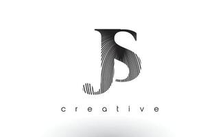 js logo design con più linee e colori bianco e nero. vettore