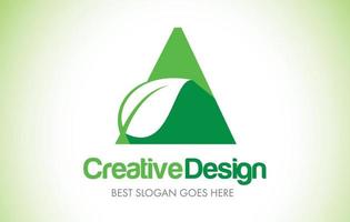 un logo di design con lettera a foglia verde. logo dell'illustrazione dell'icona della lettera di eco bio foglia. vettore