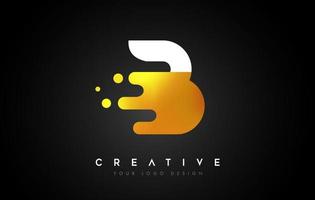 b design del logo con lettera dorata fusa. vettore icona creativa lettera fluida dorata.