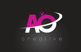 ao ao design di lettere creative con colori rosa bianchi vettore