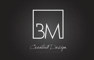 bm design del logo della lettera cornice quadrata con colori bianco e nero. vettore