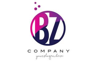 bz bz cerchio lettera logo design con bolle di punti viola vettore