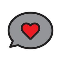 linea di vettore del cuore della bolla di testo per web, presentazione, logo, simbolo dell'icona.