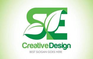 se logo design lettera foglia verde. logo dell'illustrazione dell'icona della lettera di eco bio foglia. vettore