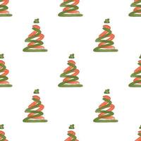disegno a mano senza soluzione di continuità albero di pino di Natale con sfondo modello colore olio vettore