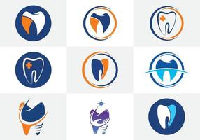 modello di logo della clinica odontoiatrica, vettore di simbolo del segno del logo di cure odontoiatriche