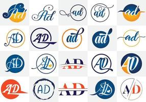 disegno del logo della lettera di annuncio. set di icone di lettere pubblicitarie creative vettore. vettore