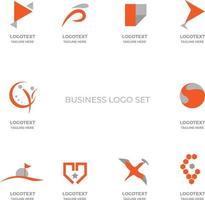 logo piatto business creativo impostato in colore grigio arancione vettore