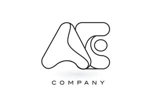 ae logo lettera monogramma con contorno sottile monogramma nero. vettore di design moderno alla moda lettera.