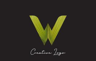 logo della lettera w con motivo a foglie di palma. vettore
