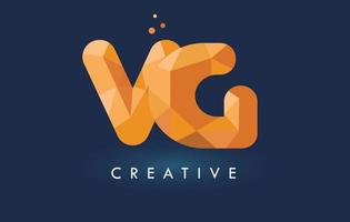 lettera vg con logo di triangoli di origami. design creativo origami giallo arancione. vettore