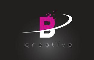 b design di lettere creative con colori rosa bianchi vettore