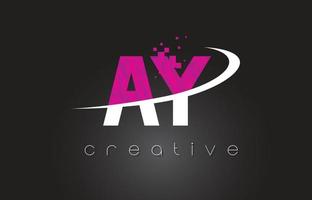 ay ay design di lettere creative con colori rosa bianchi vettore