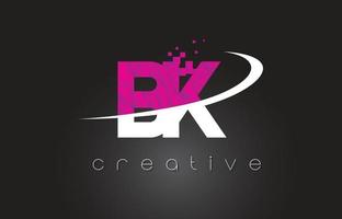 bk bk design di lettere creative con colori rosa bianchi vettore