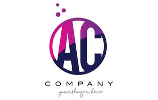 ac ac cerchio lettera logo design con bolle di punti viola vettore