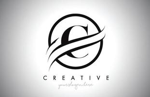 c lettera logo design con bordo swoosh cerchio e design creativo dell'icona. vettore