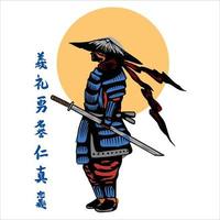 disegno vettoriale samurai antico leggendario giapponese