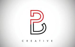 b rosso nero lettera logo moderno design alla moda. logo icona lettera b con monogramma moderno vettore