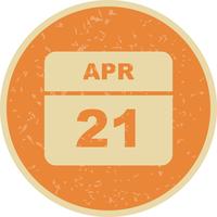 21 aprile Data su un calendario per un solo giorno vettore