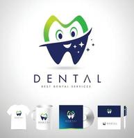 identità aziendale di progettazione del logo dentale. vettore