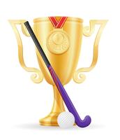 hockey sul campo tazza d&#39;oro vincitore illustrazione vettoriale d&#39;oro
