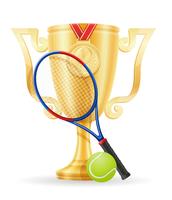 illustrazione vettoriale d&#39;oro del vincitore della tazza da tennis