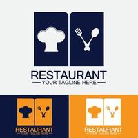 logo del ristorante con icona di cucchiaio e forchetta, concetto di bevanda di cibo di design di menu per ristorante caffetteria vettore