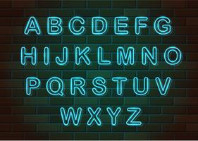 illustrazione vettoriale di alfabeto inglese lettere incandescente al neon