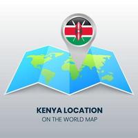 icona della posizione del kenya sulla mappa del mondo, icona della spilla rotonda del kenya vettore