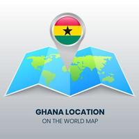 icona della posizione del ghana sulla mappa del mondo, icona della spilla rotonda del ghana vettore