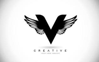 logo della lettera v con le ali. ala creativa lettera v logo icona disegno vettoriale