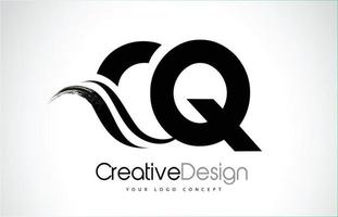 cq cq pennello creativo lettere nere design con swoosh vettore
