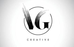 disegno del logo della lettera del tratto di pennello VG. icona di lettere logo vernice nera. vettore