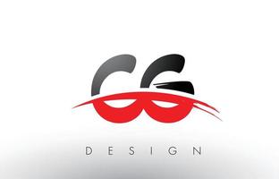 cg cg brush logo lettere con frontale pennello swoosh rosso e nero vettore