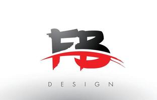 fb fb brush logo lettere con frontale pennello swoosh rosso e nero vettore