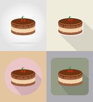 illustrazione di vettore delle icone piane dell&#39;alimento e degli oggetti del dolce di cioccolato