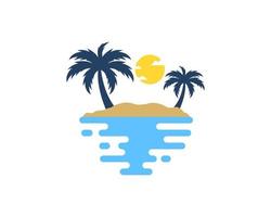 acqua di mare astratta con isola di palma e sole vettore