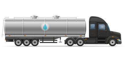 consegna del rimorchio dei semi del camion e trasporto del serbatoio per l&#39;illustrazione liquida di vettore