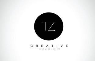 tz tz logo design con vettore di lettera di testo creativo in bianco e nero.