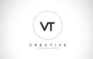 vt vt logo design con vettore di lettera di testo creativo in bianco e nero.